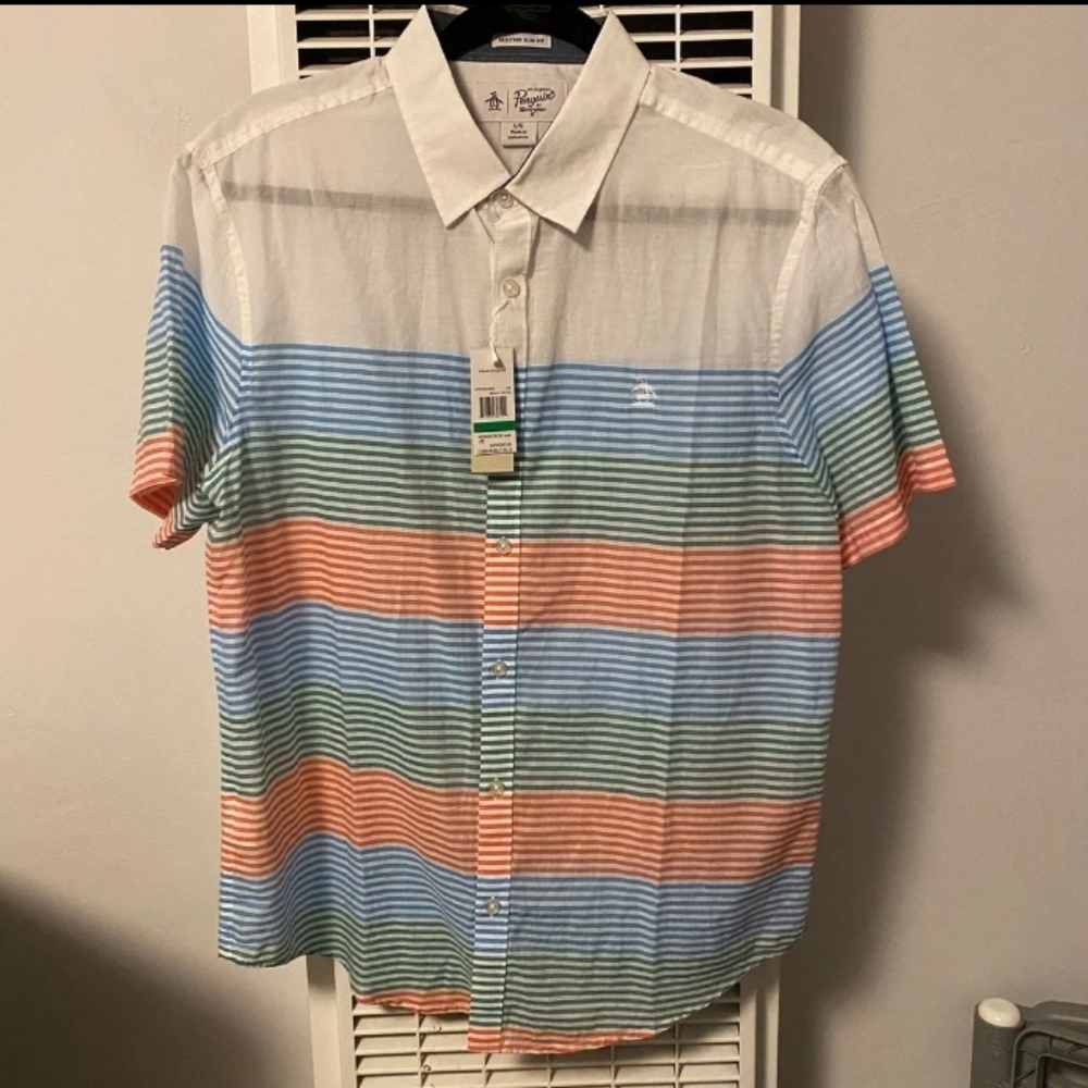 NWT Original Penguin Striped Button Down - Large